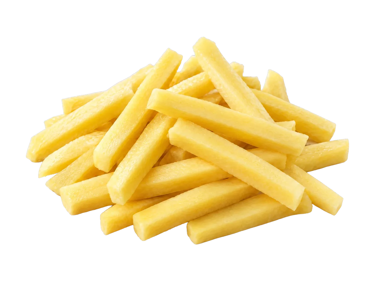Potatoes cut into fries