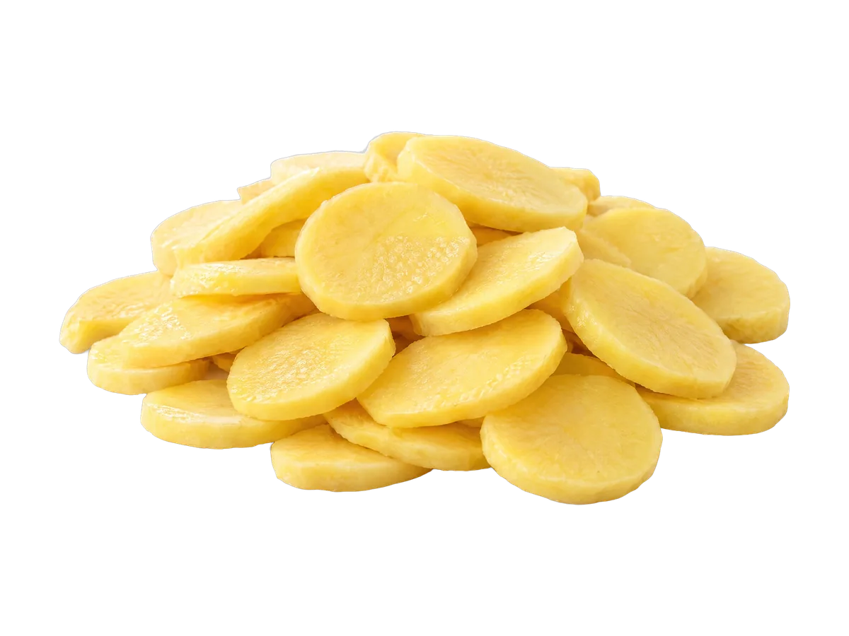 Potatoes cut into thin slices